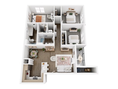 3 Bedroom 2 Bath Floor Plan at The Arvon, Washington, 98662
